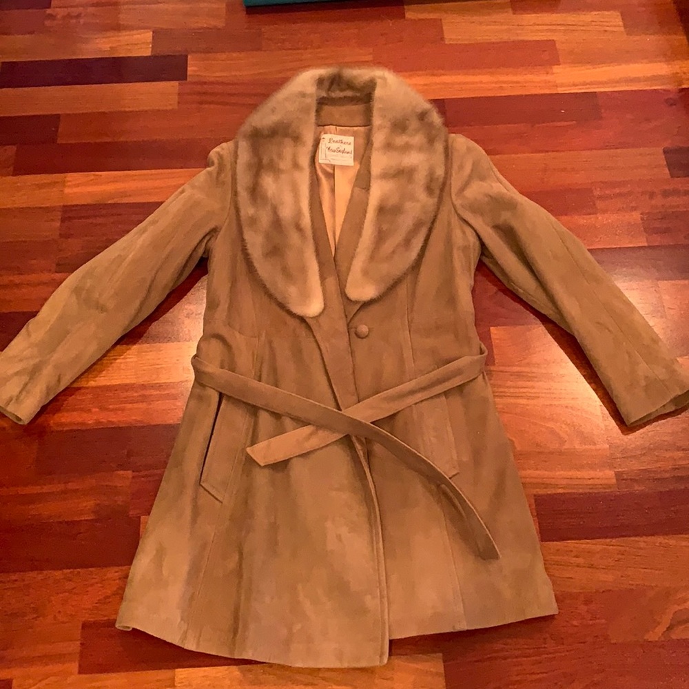 Vintage fur and Suede long jacket